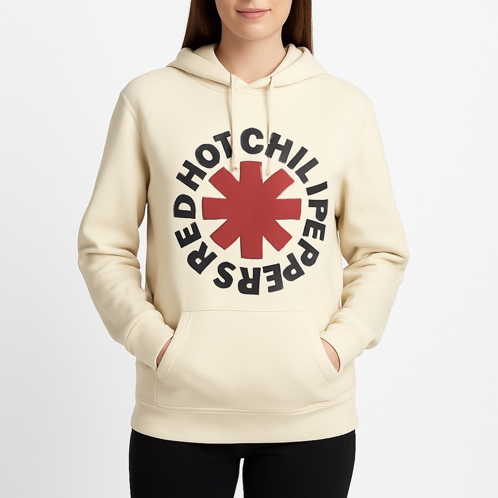 NOT AVAILABLE: Red Hot Chili Peppers Beige Logo Hoodie Sweatshirt